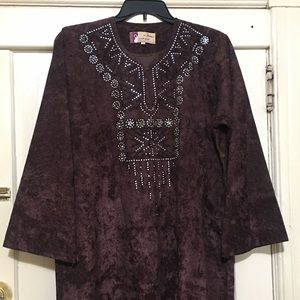 Long corduroy beaded dress size is 3X-New